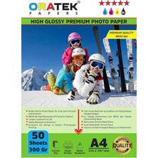 Fimer 101 L4160 Fotoğraf Kağıdı A4 Premium Parlak Çift Taraflı 300 Gr. 50 Adet, Beyaz