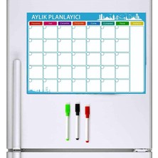 Fimer Magnet Aylık Magnet Planlayıcı, 35X50 cm Katlanabilir Silinebilir Mıknatıslı Yazı Tahtası Pano + 3 Kalem