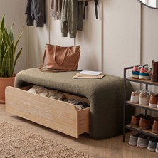 Eymense Luna Modern Çekmeceli Depolama Alanlı Bench Puf Kahve