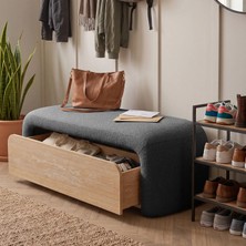 Eymense Luna Modern Çekmeceli Depolama Alanlı Bench Puf Antrasit