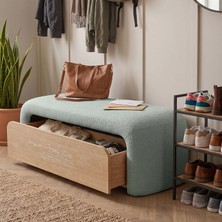 Eymense Luna Modern Çekmeceli Depolama Alanlı Bench Puf Yeşil