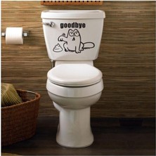Fimer Goodbye Komik Klozet Kapak Banyo Wc Sticker Yapıştırma Çok Renkli, TTS26
