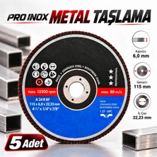 Badem10 115X6,0X22,23 mm Inox Taşlama Diski Profesyonel Paslanmaz Çelik Metal Profil Boru Sac Aşındırıcı