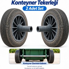 Badem10 Çöp Kovası Konteyner Tekerleği 20 cm Çap Yedek Teker 2 Adet Ikili Tekerlek Seti