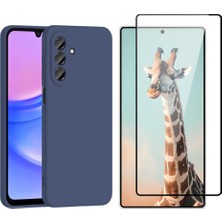 Tekno Grup Galaxy A57 Kılıf Içi Kadife Yumuşak Lansman Kılıf-Lacivert + Tam Kaplayan Antistatik Cam Ekran Koruyucu