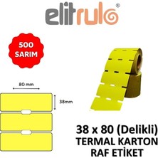 Fimer Karton Raf Etiketi 38MM x 80MM Delikli Sarı - 500 Adet