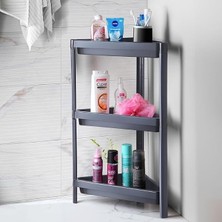 Fimer 3 Katlı Üçgen Köşe Rafı | Banyo, Mutfak ve Kiler Için Yer Tasarruflu Organizer | Çok Amaçlı Raf Ünitesi | 3 Farklı Renk Seçeneği | (33X71X33CM) (Gri)