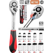 Fimer Parça 1/2" Cırcırlı Lokma Takımı Seti Standlı Cr-V Çelik Lokma Anahtarı Seti 8 mm - 24 mm