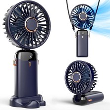 Fimer Taşınabilir El Vantilatörü, Pille Çalışan Fan, Tabanlı, 8 Saat, Dijital Ekran, 5 Hız, 90° Ayarlanabilir, Şarj Edilebilir Mini Fan, Dış Mekan Iç Mekan Için