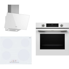 Bosch Elektrikli Ocaklı Beyaz 3 Lü Ankastre Set 671 ( HUA717BV0T - PKE612FA2E - DWK63PJ20T )