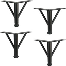 Fimer 4 Adet Firkete Ayak Metal 15 cm Mat Siyah Mobilya Koltuk Ayağı