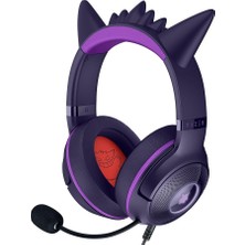 Fimer Kraken Kitty V2 - Pokémon Gengar Edition - USB Kulaklık - Gengar Spike'lar - Stream Reaktif Aydınlatma - Hyperclear Kardiyoit Mikrofon - Triforce 40 mm Sürücüler - Surround Ses | Leylak