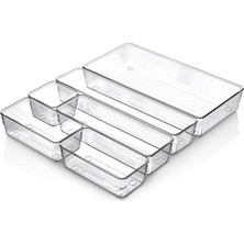 Fimer Parça Şeffaf Çekmece Düzenleyici Seti – Makyaj, Mutfak ve Ofis Için Çok Amaçlı Organizer Kutuları | Kaymaz, Dayanıklı, Modern Organizer Set
