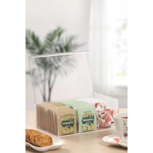 Fimer Bölmeli Kapaklı Poşet Çay Kutusu ve Saklama Kutusu Şeffaf 22 x 13