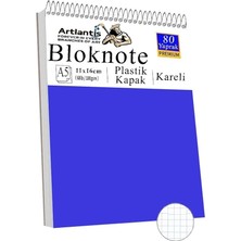 Fimer Masaüstü Not Defteri Kareli A5 Orta Boy 1 Adet Masa Üstü Plastik Kapaklı Spiralli Bloknot Blocknote 80 Yaprak Büro