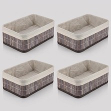 Fimer Bambu Çok Amaçlı Saklama Kutusu Düzenleyici Orta Boy Organizer, Dekoratif Bambu Düzenleyici Gri (29X19X10CM) (4 Adet)