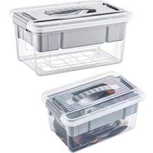 Fimer Boy Bölmeli Organizer Kutu 9 Litre - Şeffaf Tasarım Saklama Kabı - Ev Araba Saklama Kutusu - Ev Banyo Düzenleyici, Dolap Düzenleyici, Saklama, Kutu, Organizer