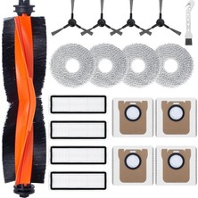 Fimer X20 MAX/X20 Pro Robot Süpürge Için Aksesuar Seti, 1 Rulo Fırça, 4 Hepa Filtre, 4 Silme Bezi, 4 Toz Torbası, 4 Yan Fırça Yedek Parça (18 Adet)