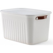 Fimer 1 Adet Düzenleyici Kapaklı Kutu, Dekoratif Saklama Kutusu, Organizer (35CM*25CM*22CM) Beyaz 15 Litre