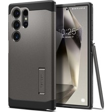 Fimer Galaxy S24 Ultra ile Uyumlu Kılıf Tough Armor Stand Özellikli Çift Katmanlı Zırh Koruma Füme Kapak - ACS07301 (Spigen Tr Garantili)