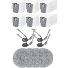 Fimer ile Uyumlu Qrevo Curv,qrevo Curv X,qrevo Curv 2 Pro,qrevo C,qrevo Edge Robot Süpürge 6 Adet Toz Torbası, 4 Adet Mop Paspas Bez,4 Adet Yan Fırça Yedek Parça Seti-14 Parça