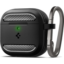 Fimer Airpods 4 ile Uyumlu Kılıf Rugged Armor Üst Düzey Koruma Siyah Karbon Kapak - ACS08642 (Spigen Tr Garantili)