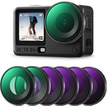 Fimer Concept 6'lı Hd Filtre Kiti Djı Osmo Action 6, Cpl Nd8 ND16 ND32 ND64 Siyah Difüzyon 1/4 ile Uyumlu - Çok Katmanlı Hd Nano Cam Işık Azaltma Polarizasyon Filtresi