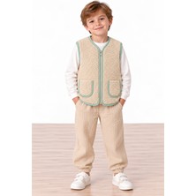 Miela Kids Camper Patchwork Peluş Yelek - Bej