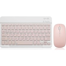 Fimer Klavye ve Fare Combo Şarj Edilebilir Taşınabilir Kablosuz Klavye Fare Seti Apple iPad iPhone Ios 13 ve Üzeri Samsung Tablet Telefon Akıllı Telefon Android Windows Için (10 Inç Pembe)