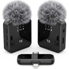 Fimer [2'li Kablosuz Yaka Mikrofonu] Iphone/android Telefonlar/type-C Girişli Pc'ler Için Type-C/lightning Giriş 8-10 Saat Pil Ömrü 20 Metreye Kadar Menzilli Tak Çalıştır Kablosuz Mikrofon (Siyah)
