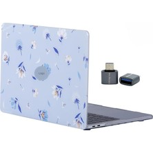 Fimer MacBook Air M1 Kılıfı 13 Inç A2337 A2179 A1932 Uyumlu Sert Kapak Hard Case Koruyucu Kılıf MacBook Air 13 Inç Kılıfı Çizilme ve Darbe Koruyucu Çiçek Desenli Mat Baskılı Açık Mavi