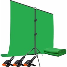 Fimer Screen Chromakey Greenbox Yeşil Fon Perde (1.5x2 M) + Tek Ayaklı Fon Standı,3 Mandal,youtube Vlogs, Tv, Röportaj ve Fotoğraf Için