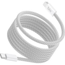 Fimer T4CC 65W Usb-C To Usb-C Manyetik Tasarımlı Örgülü Hızlı Şarj ve Data Kablosu 1 Metre (Beyaz)
