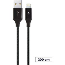 Fimer Alumicable Xl Lightning Şarj ve Data Kablosu, Siyah, 2 M