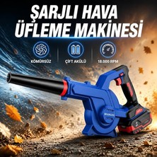 Fimer Şarjlı Hava Üfleme Makinesi 21V 4.0AH Çift Akü 18000RPM Brushless Motor Bahçe Yaprak Üfleme