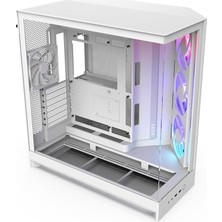 Fimer H9 Flow Rgb (2025) – Büyük Çift Bölmeli Atx Mid-Tower Airflow Bilgisayar Kasası – 1 x 420 mm Rgb Fan Birimi ve 1 x 120 mm Fan – 420 mm Radyatör Desteği – Sertleştirilmiş Cam – Beyaz