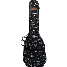 Fimer Müzik Pandura Müzik Profesyonel Su Geçirmez 20 mm Pedli Gigbag Klasik Gitar Kılıfı Nota Desenli