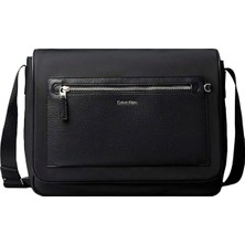 Calvin Klein Siyah Erkek Postacı Çantası Ssnl Raısed Logo Flap Messenger