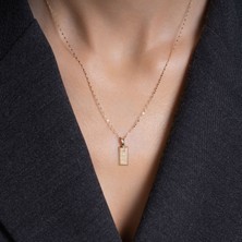 Bayar Gold 14 Ayar Altın Taşlı Külçe Kolye 1,55 mm