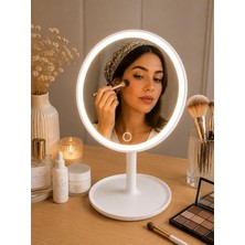 Fimer LED Işıklı Makyaj Aynası Dokunmatik Masaüstü Kozmetik Aynası Şarjlı Beyaz