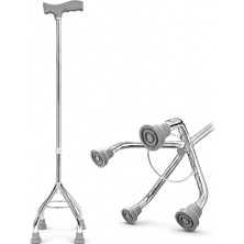 Fimer Ayaklı Alüminyum Quadripod Baston, Ayarlanabilir Yükseklikli Denge Bastonu, Kaymaz Lastik Ayaklı Hafif Yürüme Destek Asası, Ergonomik Saplı Yaşlı Rehabilitasyon Seyahat Günlük Için Quadripod Baston
