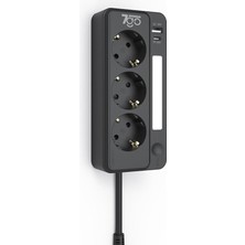 Fimer 7gsp1 3680W 3'lü Priz Siyah | Akım Korumalı 20W Pd Hızlı Şarj USB 1.9m Kablolu Akıllı LED Gece Lambalı Çoklu Priz