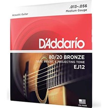 Fimer EJ12 Akustik Gitar Tel Seti, 80/20 Bronze, Medium Gauge