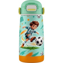 Fimer ml Açık Yeşil Futbol Desenli Erkek Çocuk Okul Matarası Paslanmaz Çelik Termos - 60021