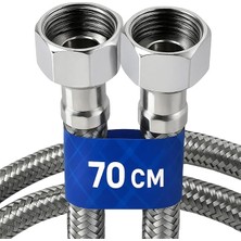Fimer Adet 70 cm Paslanmaz Çelik Örgülü Flex Hortum – 3/8"x3/8" Klozet ve Taharet Musluğu Bağlantı Hortumu, Yüksek Dayanıklı ve Sızdırmaz