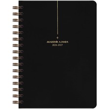 Fimer Notebook 2026-2027 A5 Keten Akademik Ajanda Spiralli 15X21 cm - 17 Aylık Siyah