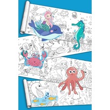 Fimer Sualtı Yaşamı Okyanus Temalı Dev Boyama Kağıdı Rulosu, 5 Metre x 45 Cm, Çocuklar Için Eğitici Aktivite