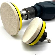 Fimer Yün Keçe Parlatma Pedi 115MM Destekli Pad Matkap Adaptörü Seti Cam Metal Çelik Parlatma Polisaj Seti