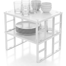 Fimer Büyük Boy Metal Dolap Içi Düzenleyici Raf - Mutfak ve Banyo Ekstra Geniş Organizer, Beyaz, 31.5X27.5 Cm, 2 Adet