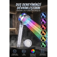 Banyonatural Led'li Filtreli Yüksek Basınçlı Turbo Pervaneli Duş Başlığı - Su Tasarruflu Tazyikli Banyo El Duşu